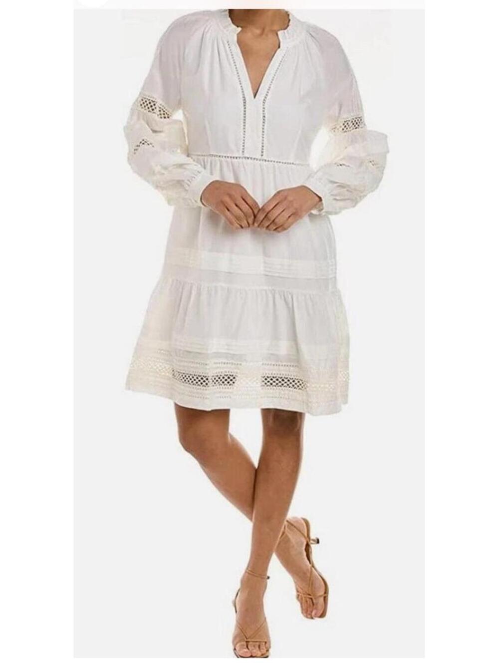 Marie Oliver Women's Sheridan White Long Sleeve Dress Size L retail $385